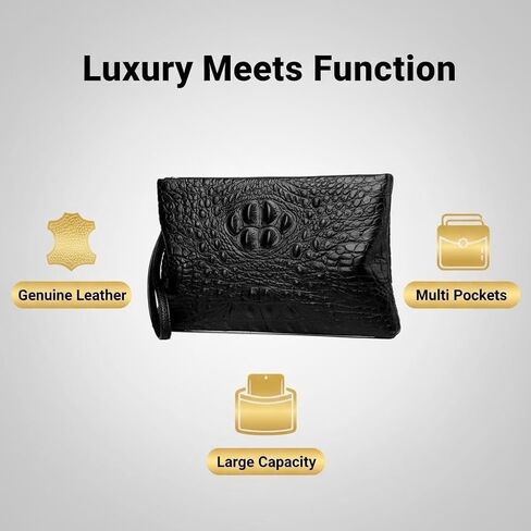 محفظة قابض جلدية حقيقية للرجال لرجال حقيبة المال الأموال متعددة الوظائف. in Kuwait