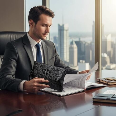 محفظة قابض جلدية حقيقية للرجال لرجال حقيبة المال الأموال متعددة الوظائف. in Kuwait