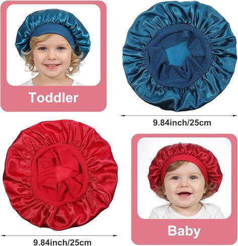 3Pcs Satin Bonnets for Baby, Kids Bonnets for Girls, Satin Silk Hair Bonnet for Sleeping, Silk Sleep Cap for Baby Girls and Boys, Soft Wide Band Sleep Cap for Curly Hair Braids for Teens Child Toddler in Saudi Arabia