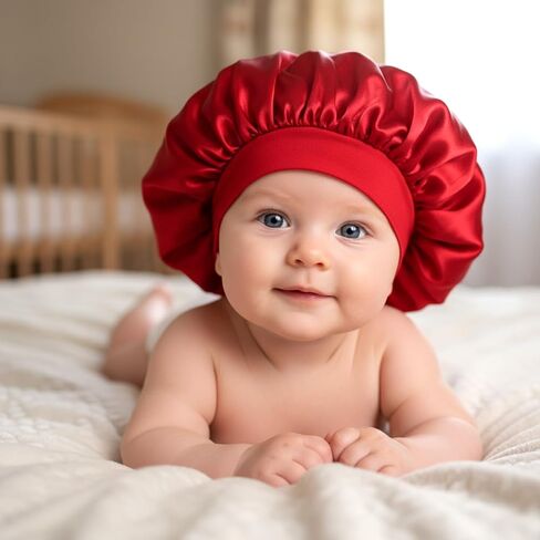 3Pcs Satin Bonnets for Baby, Kids Bonnets for Girls, Satin Silk Hair Bonnet for Sleeping, Silk Sleep Cap for Baby Girls and Boys, Soft Wide Band Sleep Cap for Curly Hair Braids for Teens Child Toddler in Saudi Arabia