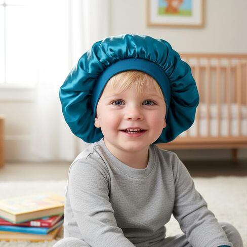 3Pcs Satin Bonnets for Baby, Kids Bonnets for Girls, Satin Silk Hair Bonnet for Sleeping, Silk Sleep Cap for Baby Girls and Boys, Soft Wide Band Sleep Cap for Curly Hair Braids for Teens Child Toddler in Saudi Arabia