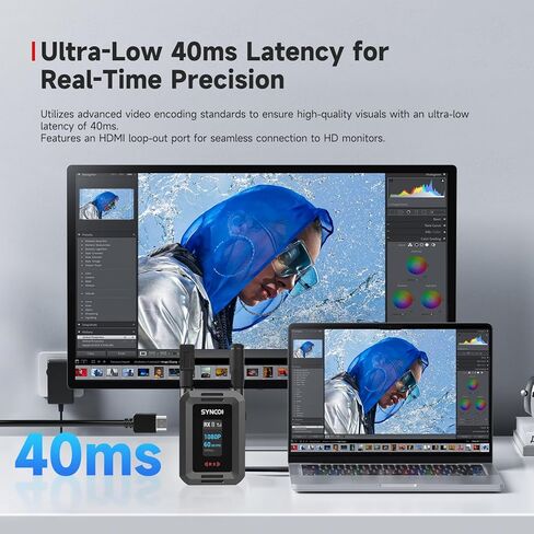 نظام نقل الفيديو اللاسلكي SYNCO XVision HD 1000 قدم، جهاز إرسال واستقبال HDMI 5G يدعم زمن الوصول 1080p60 40 مللي ثانية، حلقة HDMI in Kuwait