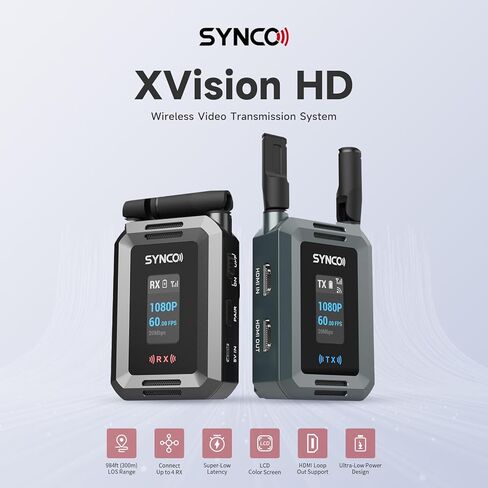 نظام نقل الفيديو اللاسلكي SYNCO XVision HD 1000 قدم، جهاز إرسال واستقبال HDMI 5G يدعم زمن الوصول 1080p60 40 مللي ثانية، حلقة HDMI in Kuwait