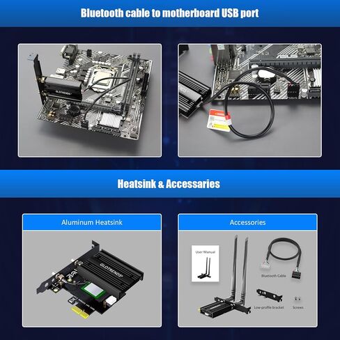 بطاقة GLOTRENDS BE6500 WiFi 7 PCIe WiFi لأجهزة الكمبيوتر المكتبية AMD/Intel مع وحدة تحكم MT7925B، بلوتوث 5.4، متوافقة مع Windows 11/Linux/macOS in Saudi Arabia