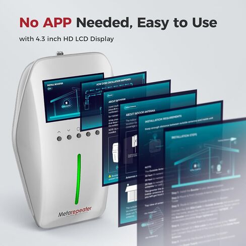 معزز الهاتف الخليوي للغرف المتعددة، يغطي مساحة 10000 قدم مربع مع هوائيين داخليين معزز إشارة الهاتف الخليوي مع شاشة LCD 5G متوافق مع جميع شركات النقل الأمريكية - Verizon AT&T T-Mobile، معتمد من لجنة الاتصالات الفيدرالية (FCC) in Kuwait