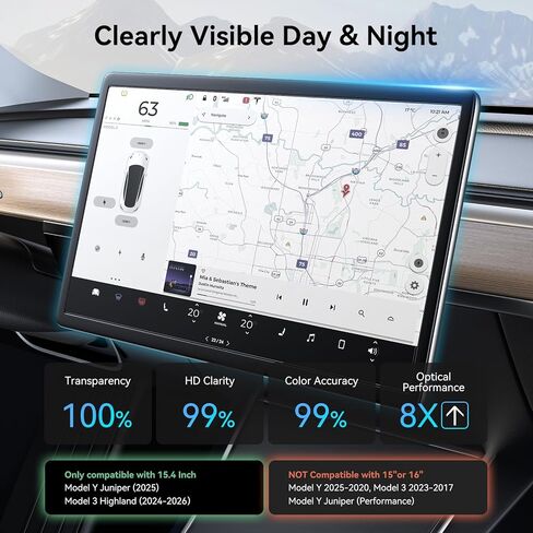 OZPYKAE for Tesla New Model Y Juniper & Model 3 (2024-2026) Highland Screen Protector ,15.4 Inch No Glare & Fingerprint Matte Tempered Glass Protector for Model 3 /New Model Y Juniper Accessories With Installed Kit in Kuwait