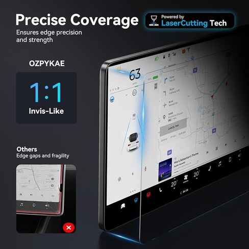 OZPYKAE for Tesla New Model Y Juniper & Model 3 (2024-2026) Highland Screen Protector ,15.4 Inch No Glare & Fingerprint Matte Tempered Glass Protector for Model 3 /New Model Y Juniper Accessories With Installed Kit in Kuwait