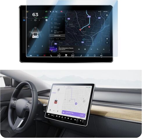 واقي شاشة من الزجاج المقوى غير اللامع مقاس 16 بوصة من SANRILY مناسب لواقي شاشة الملاحة Tesla متوافق مع طراز Y-L 2025 2026، Y 2026 واقي شاشة فتحة تهوية خلفية in Kuwait
