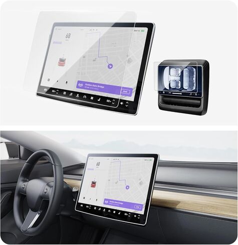 واقي شاشة من الزجاج المقوى غير اللامع مقاس 16 بوصة من SANRILY مناسب لواقي شاشة الملاحة Tesla متوافق مع طراز Y-L 2025 2026، Y 2026 واقي شاشة فتحة تهوية خلفية in Kuwait