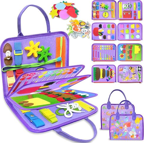 Exorany Busy Board Montessori Toys for Toddler Girl Birthday Gifts, Busy Book Sensory Learning Toys for Toddlers, Toddler Girl Airplane Car Travel Toy Educational Activities in Saudi Arabia