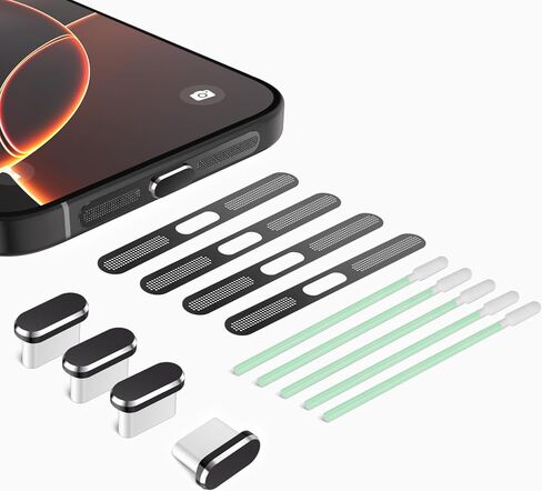 غطاء قابس غبار USB C لمنفذ الشحن، وغطاء من النوع C وأغطية مكبر الصوت، وملحقات الهاتف المتوافقة مع iPhone 15/16/Plus/Pro/Pro Max وiPhone 17 فقط (وليس 17 Pro/Max) in Saudi Arabia