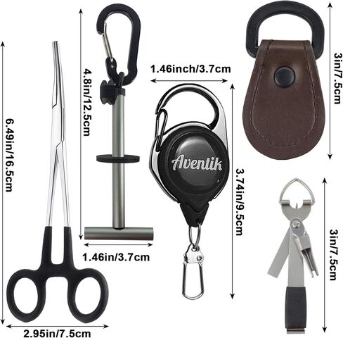 Eupheng Fly Fishing Tools Kit, Fly fishing forceps, Fly Fishing Tying Knot Tool, Fly Fishing Tippet Spool Holder, Zinger Retractor, Dry Fly Patch and Leader Straightener in Saudi Arabia
