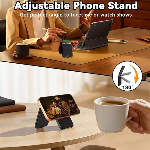 for Magsafe Wallet with Find My Wallet Tracker, Magnetic Phone Wallet for iPhone 17/16/15/14/13/12 Series, RFID Blocking, 6 Cards Holder with Adjustable Stand, Adhesive Ring, Black in Saudi Arabia