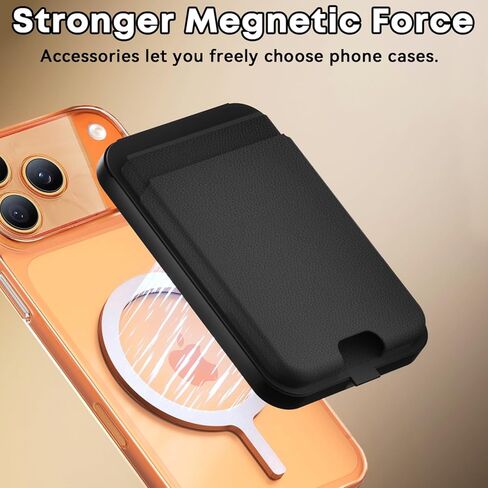 for Magsafe Wallet with Find My Wallet Tracker, Magnetic Phone Wallet for iPhone 17/16/15/14/13/12 Series, RFID Blocking, 6 Cards Holder with Adjustable Stand, Adhesive Ring, Black in Saudi Arabia