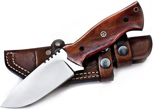 سكين حمل أفقي من Fivtan، سكين Bushcraft، سكين حمل كشفي مع غمد، سكين صيد بمقبض خشبي، سكين تعقب ذو نصل ثابت in Kuwait