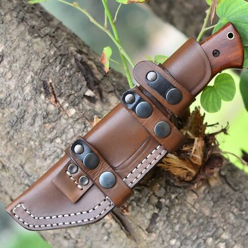 سكين حمل أفقي من Fivtan، سكين Bushcraft، سكين حمل كشفي مع غمد، سكين صيد بمقبض خشبي، سكين تعقب ذو نصل ثابت in Kuwait