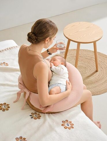 lulumoon Nursing Pillow Covers Muslin - Adjustable Strap Design for Different Body Types Caregiver - 2-Pack Stay Fixed Breastfeeding Pillow Slipcover in Saudi Arabia