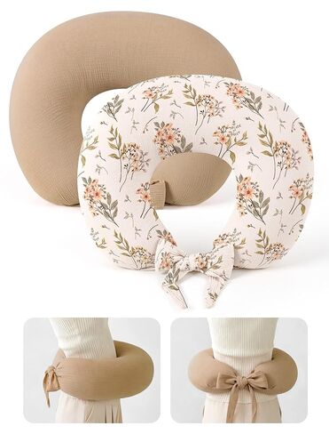 lulumoon Nursing Pillow Covers Muslin - Adjustable Strap Design for Different Body Types Caregiver - 2-Pack Stay Fixed Breastfeeding Pillow Slipcover in Kuwait