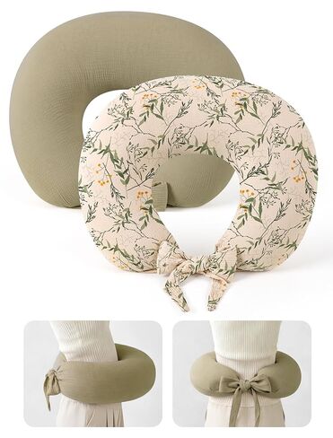 lulumoon Nursing Pillow Covers Muslin - Adjustable Strap Design for Different Body Types Caregiver - 2-Pack Stay Fixed Breastfeeding Pillow Slipcover in Saudi Arabia