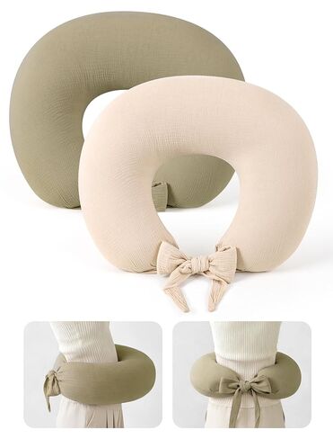 lulumoon Nursing Pillow Covers Muslin - Adjustable Strap Design for Different Body Types Caregiver - 2-Pack Stay Fixed Breastfeeding Pillow Slipcover in Saudi Arabia