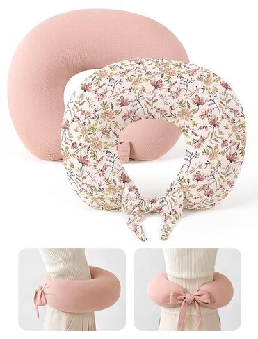 lulumoon Nursing Pillow Covers Muslin - Adjustable Strap Design for Different Body Types Caregiver - 2-Pack Stay Fixed Breastfeeding Pillow Slipcover in Saudi Arabia