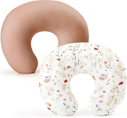 GRSSDER 2 Pack Nursing Pillow Covers, Ultra Soft Stretchy Minky Fabric, Easy Removable and Universal Fit for Breastfeeding Pillows Snug and Cozy Comfort, Forest Deer Print in Saudi Arabia