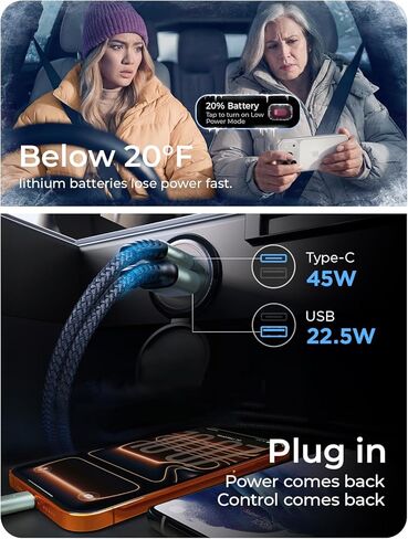 AINOPE 67.5W Car Charger USB C Fast Charge for iPhone 17 Pro, PD 45W USB C Car Charger Fast Charging【Mini & Metal】Valentines Day Gifts for Him Her Cigarette Lighter Adapter for iPhone 17 Pro Max 16 15 in Saudi Arabia