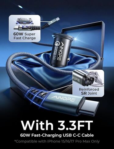AINOPE 67.5W Car Charger USB C Fast Charge for iPhone 17 Pro, PD 45W USB C Car Charger Fast Charging【Mini & Metal】Valentines Day Gifts for Him Her Cigarette Lighter Adapter for iPhone 17 Pro Max 16 15 in Saudi Arabia