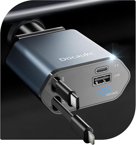 شاحن سيارة قابل للسحب لهاتف iPhone 17، 69W USB C 4 في 1 شحن سريع، ملحقات شاحنة السيارة، محول السيارة، هدية أساسية لرحلة الطريق للرجال والنساء، لهاتف iPhone 17 Pro Max Air 16 15 14 13، Galaxy، Pixel in Saudi Arabia