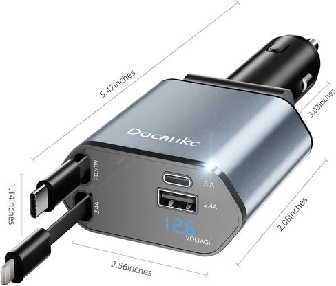 شاحن سيارة قابل للسحب لهاتف iPhone 17، 69W USB C 4 في 1 شحن سريع، ملحقات شاحنة السيارة، محول السيارة، هدية أساسية لرحلة الطريق للرجال والنساء، لهاتف iPhone 17 Pro Max Air 16 15 14 13، Galaxy، Pixel in Saudi Arabia