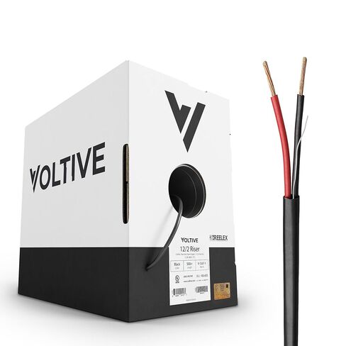 سلك مكبر صوت Voltive 12/2، Riser CL3R، أبيض، 500 قدم - 12AWG، 2 موصلات، نحاس مجدول خالي من الأكسجين، مدرج في قائمة UL - V-1267-2 in Kuwait