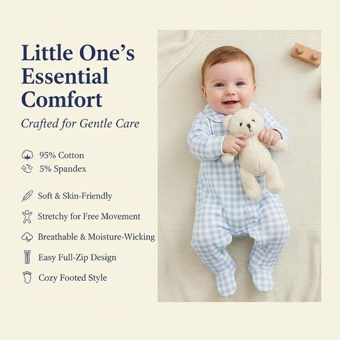 Newborn Baby Boy Clothes Zipper Footies Infant Romper Jumpsuit Fall Winter | 0 3 6 Months Infant Clothes,Long Sleeve,Plaid,One Piece,Onesie,Newborn Boy Outfit,Preemie Boys Clothes,Coming Home Outfit in Saudi Arabia