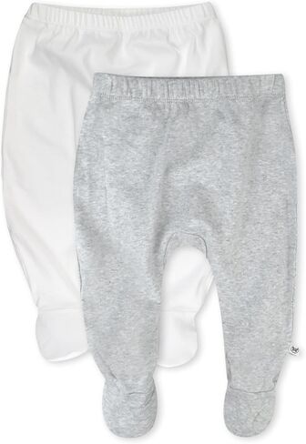 2-Pack Footed Pants Roomy Fit Pull on Bottoms 100% Organic Cotton for Infant Baby Boys, Girls, Unisex in Saudi Arabia