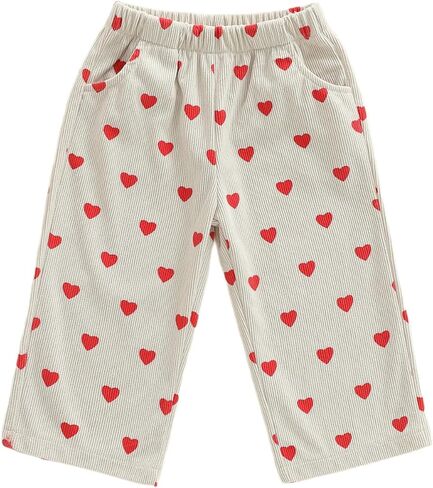 Sasaerucure Toddler Baby Girl Valentine’s Day Pants Heart Printed Corduroy Long Pants Trousers Bottoms in Saudi Arabia