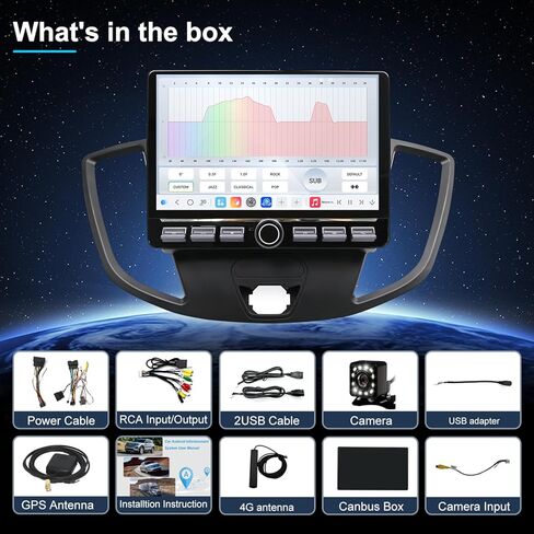 QLED Radio for Ford Transit 150 250 350 Base Version 2015 2016 2017 2018 2019 Upgrade,Touch Screen Stereo Replacement,carplay Android auto,4G Network,Free Camera in Kuwait