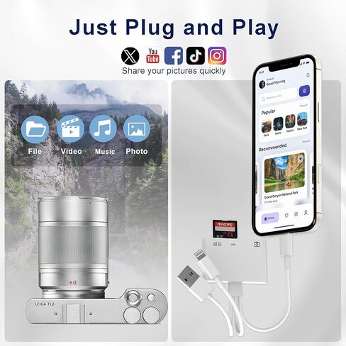 4-in-1 SD Card Reader for iPhone iPad Mac, USB-C+Lightning+USB 3.0 OTG Adapter, Fast Transfer from Camera SD/TF Card to Phone, Compatible with Flash Drive in Saudi Arabia