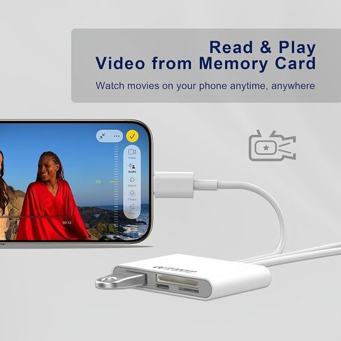 4-in-1 SD Card Reader for iPhone iPad Mac, USB-C+Lightning+USB 3.0 OTG Adapter, Fast Transfer from Camera SD/TF Card to Phone, Compatible with Flash Drive in Saudi Arabia
