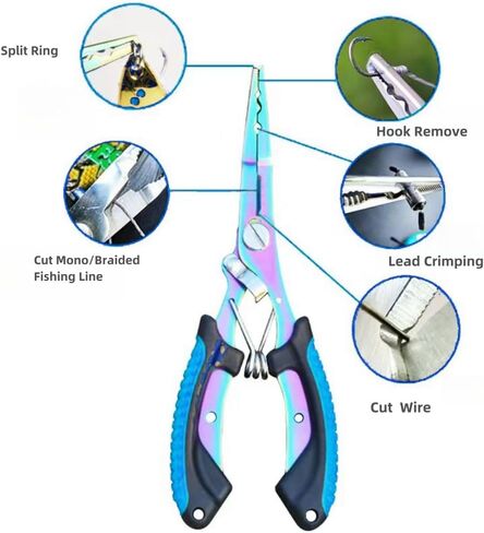 مجموعة أدوات صيد السمك 8 قطع قابلة للجيب، كماشة صيد سكين قابلة للطي ومقص ومقبض شفاه السمكة ومبراة حبل غمد، أدوات صيد المياه العذبة والمالحة من أبودا، هدايا صيد الأسماك in Kuwait