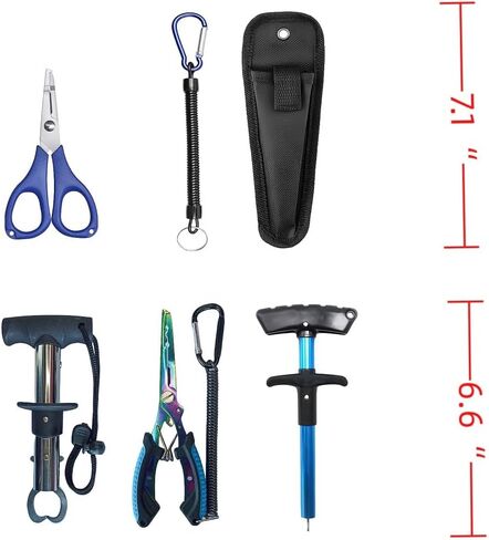 مجموعة أدوات صيد السمك 8 قطع قابلة للجيب، كماشة صيد سكين قابلة للطي ومقص ومقبض شفاه السمكة ومبراة حبل غمد، أدوات صيد المياه العذبة والمالحة من أبودا، هدايا صيد الأسماك in Kuwait