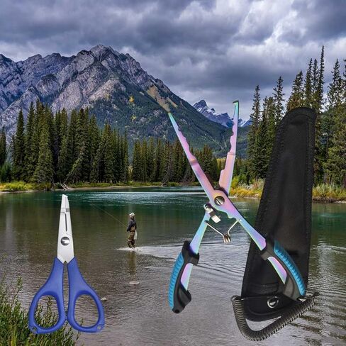 مجموعة أدوات صيد السمك 8 قطع قابلة للجيب، كماشة صيد سكين قابلة للطي ومقص ومقبض شفاه السمكة ومبراة حبل غمد، أدوات صيد المياه العذبة والمالحة من أبودا، هدايا صيد الأسماك in Kuwait