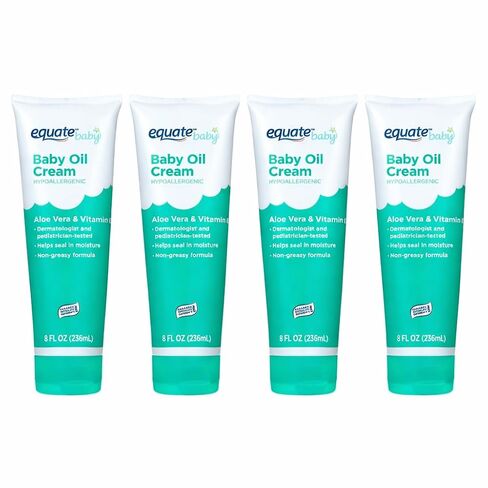 Equate Baby Hypoallergenic Baby Oil Cream with Aloe Vera & Vitamin E Non-Greasy Formula, 8 fl oz, 4 Tubes in Kuwait