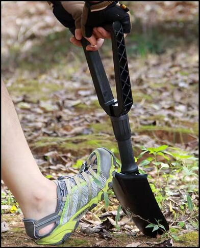 Outdoor Emergency Folding Shovel, 24 inches in Length, Made of high-Hardness Carbon Steel, with Serrated Edges, andequipped with a Carrying Bag. Suitable for Camping and Other Outdoor Activities. in Saudi Arabia