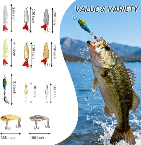 24-Piece Fishing Lure Kit Tackle Box Set - Premium Bass Lures Variety Pack with Poppers, Minnows, Frogs & Soft Baits - Freshwater Saltwater Gift for Men Dad Husband in Saudi Arabia