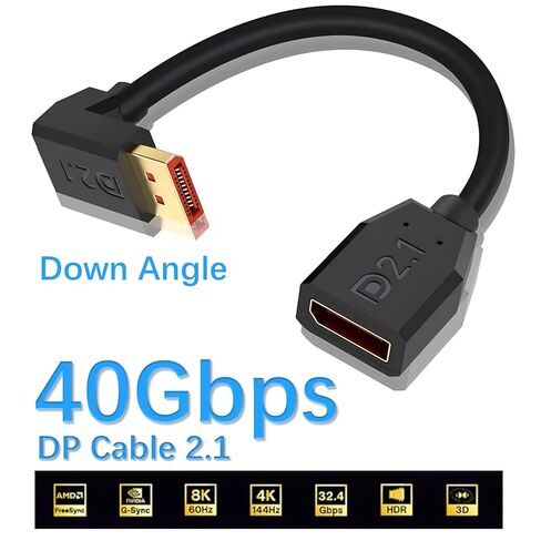 Duttek 90 Degree DisplayPort 2.1 Cable 6Inch/15cm, 40Gbps Short Down Angle Displayport Male to Female Cable [16K@30Hz, 8K@120Hz, 4K@240Hz] for Dual Monitor, RTX 5090/4090, 240Hz Gaming in Saudi Arabia