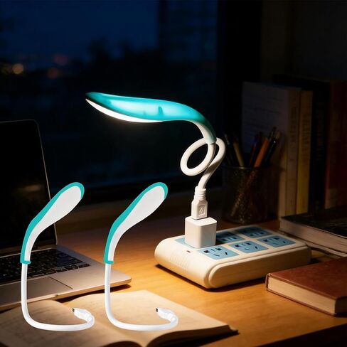 2 Pack USB Light Flexible Portable Reading Lamp Mini Gooseneck Night Light for Laptop Keyboard Power Bank and Travel Use in Saudi Arabia