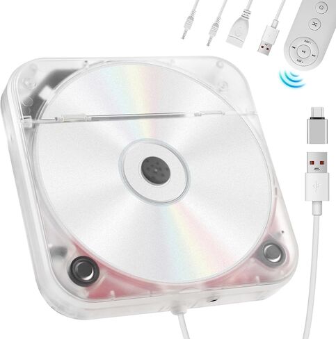 Portable External CD Player for Car USB Port AUX Port, Car CD Player with USB C Adapter Extension Cable, for Car Without CDs Player, Automobile, Laptop, TV, Work Vertically and Horizontally in Saudi Arabia