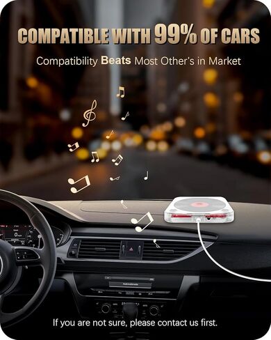 Portable External CD Player for Car USB Port AUX Port, Car CD Player with USB C Adapter Extension Cable, for Car Without CDs Player, Automobile, Laptop, TV, Work Vertically and Horizontally in Saudi Arabia