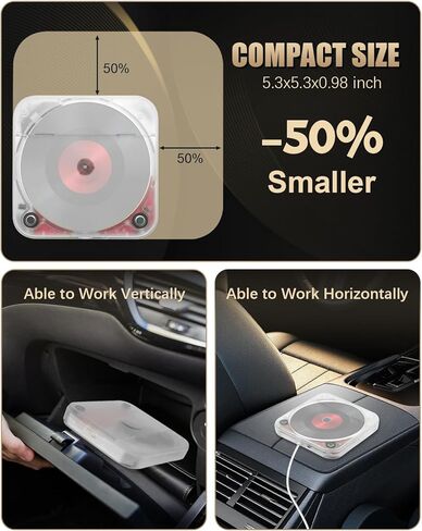 Portable External CD Player for Car USB Port AUX Port, Car CD Player with USB C Adapter Extension Cable, for Car Without CDs Player, Automobile, Laptop, TV, Work Vertically and Horizontally in Saudi Arabia