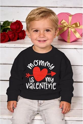 سويت شيرت للأطفال الصغار من نوع Valentine Mommy is My Valentine Heart، قمصان للأطفال بأكمام طويلة، بلوفر علوي in Saudi Arabia