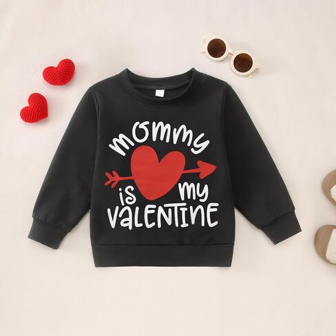 سويت شيرت للأطفال الصغار من نوع Valentine Mommy is My Valentine Heart، قمصان للأطفال بأكمام طويلة، بلوفر علوي in Saudi Arabia